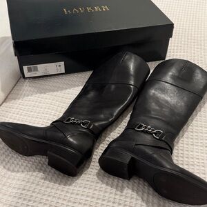 Lauren Ralph Lauren Black Leather Riding Boots. Size 7B. EUC
